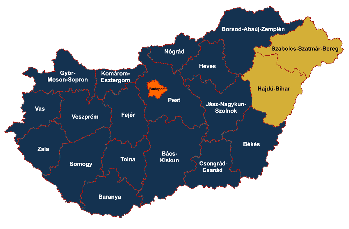 Service Areas Map: Szabolcs-Szatmár-Bereg and Hajdú-Bihar counties